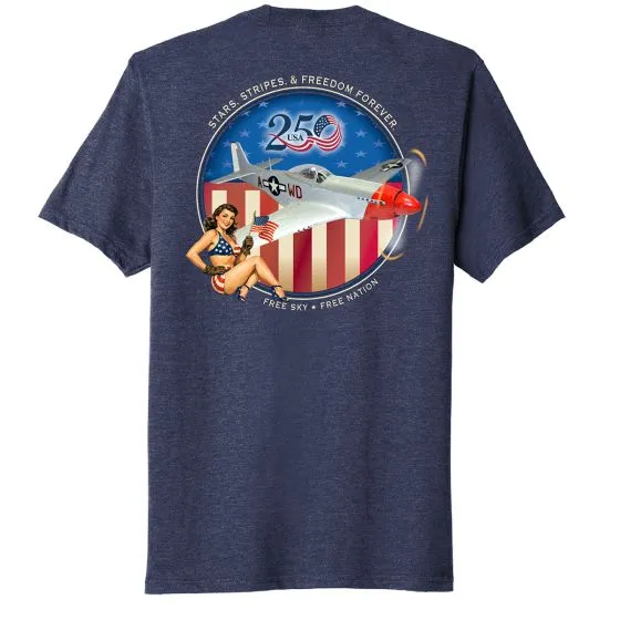 P-51 Mustang Stars, Stripes & Freedom America 250 T-Shirt