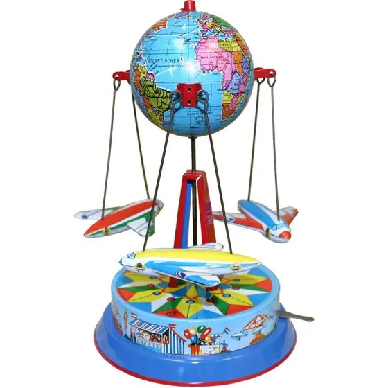 Flight Around the World Spinning Tin Toy