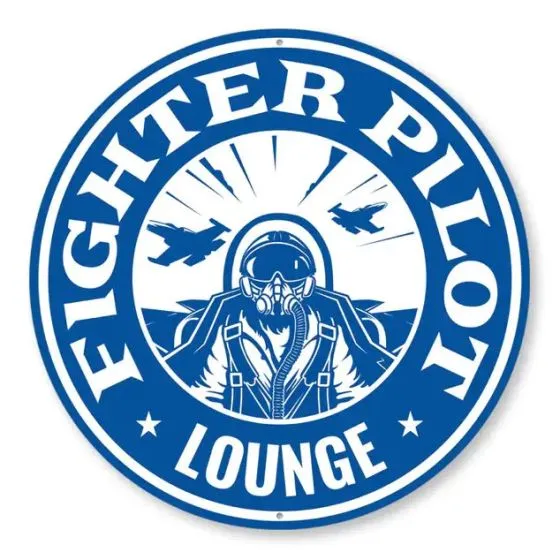 Fighter Pilot Lounge Metal Sign