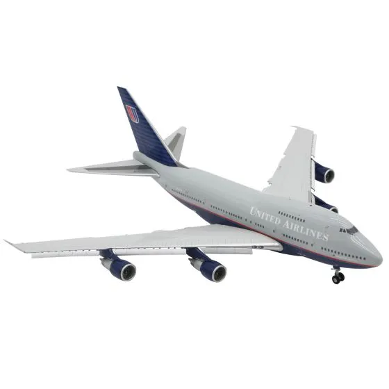 United Airlines Boeing 747SP Battleship Gray w/Flaps Die-Cast Model