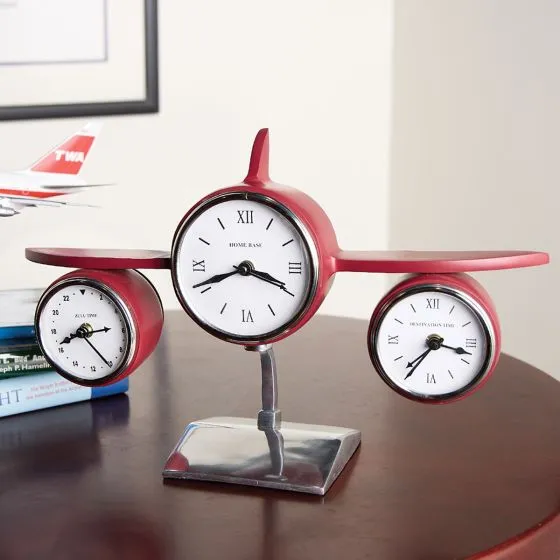 Deluxe Aeroplane Tri-Zone Desk Clock