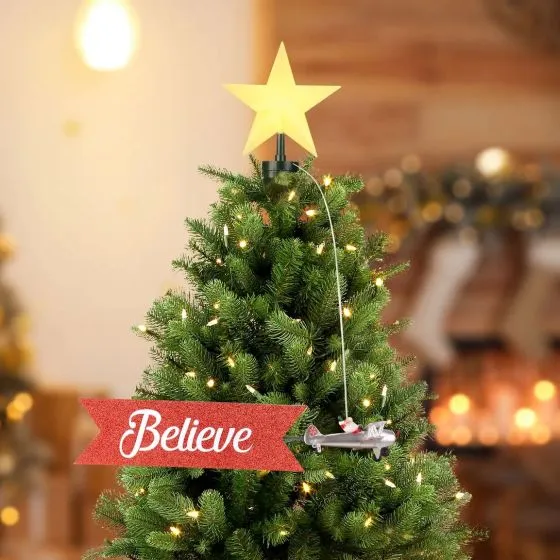 Santa’s Biplane Animated Tree Topper
