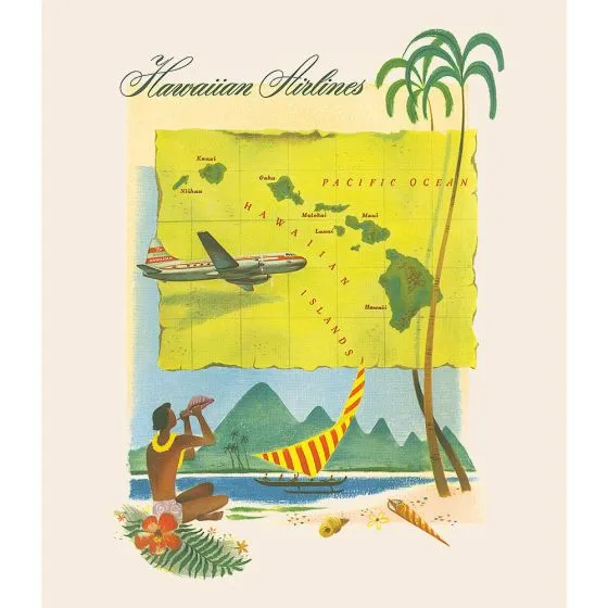 Hawaiian Airlines Vintage Map T-Shirt 3 Hawaiian Airlines Vintage Map T-Shirt