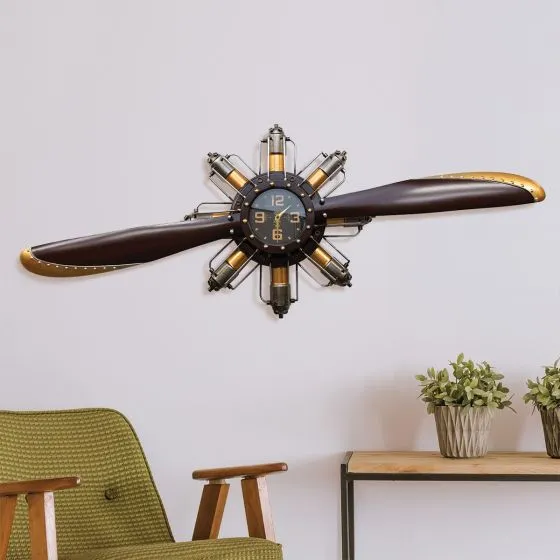 Radial Engine Wall Clock Décor