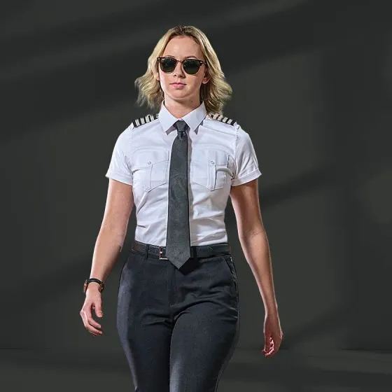 Jetseam Women's Short Sleeve Pilot Shirt with American Flyers Logo