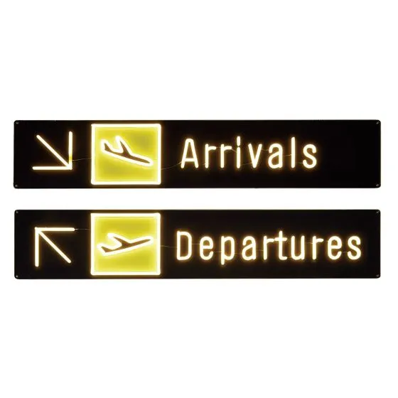 Both Airport Arrivals and Departures LED Wall Art Signs
