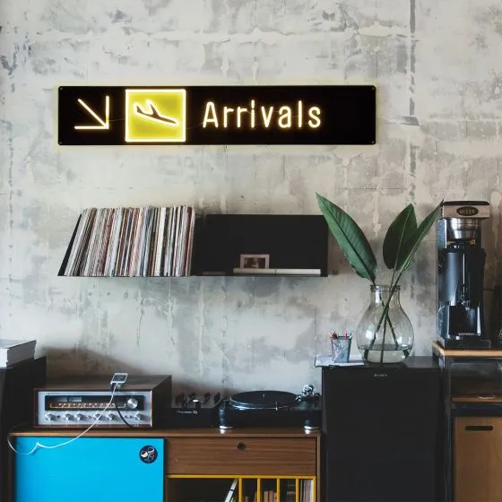 Airport Arrivals LED Wall Art Sign