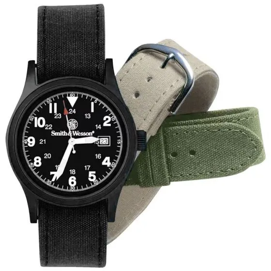 Military Field Watch with 3 Interchangeable Straps 1 Military Field Watch with 3 Interchangeable Straps