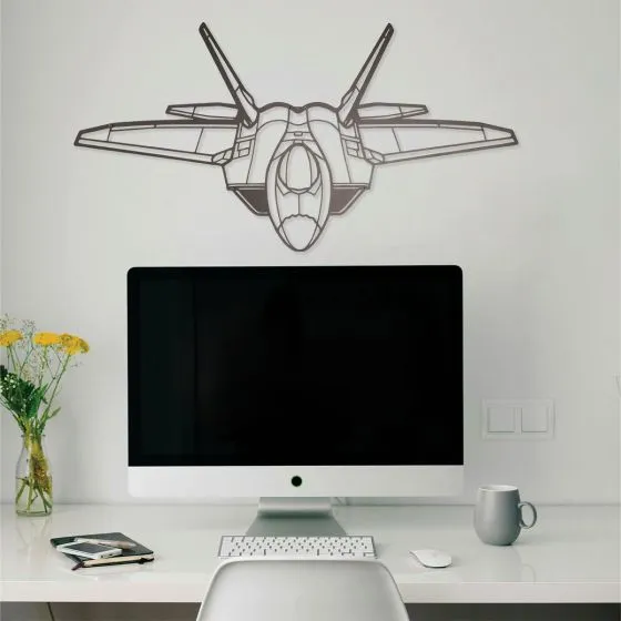 F-22 Silhouette Metal Wall Art Sign