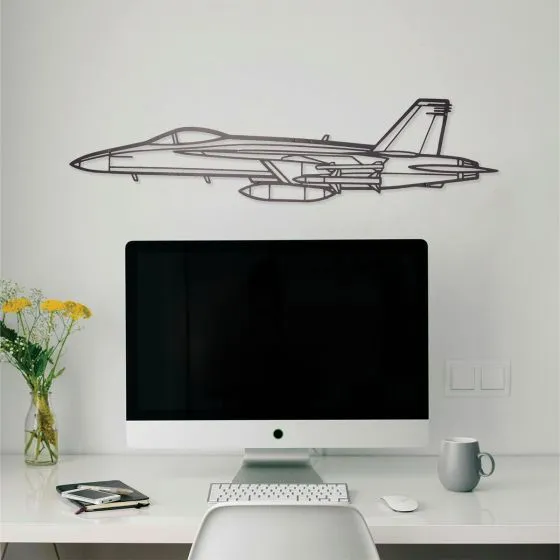 F-18 Silhouette Metal Wall Art Sign