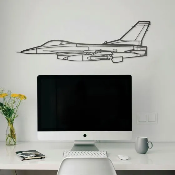 F-16 Silhouette Metal Wall Art Sign