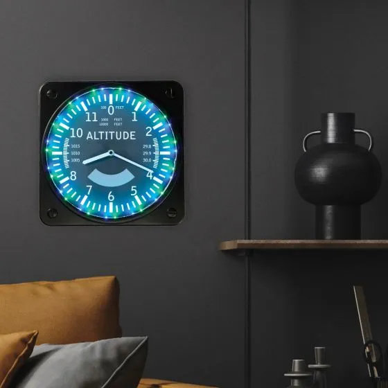 LED Altimeter Instrument Wall Clock