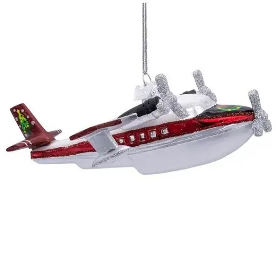 Seaplane Glass Christmas Ornament