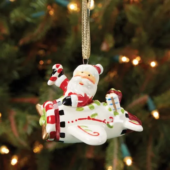 Flying Santa Ceramic Christmas Ornament