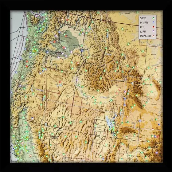 USA METAR LED Wall Map 18 USA METAR LED Wall Map
