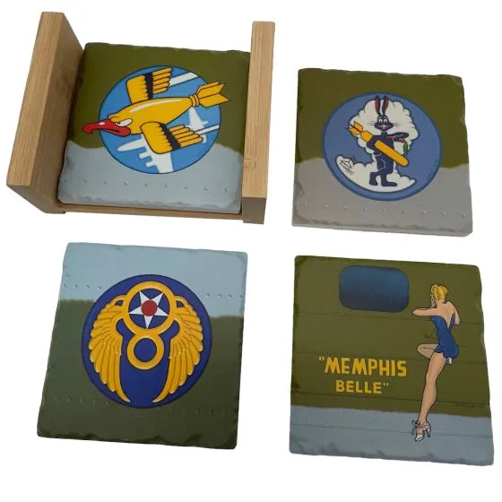 WWII Bomber Group Ceramic Coasters (Set of 4)