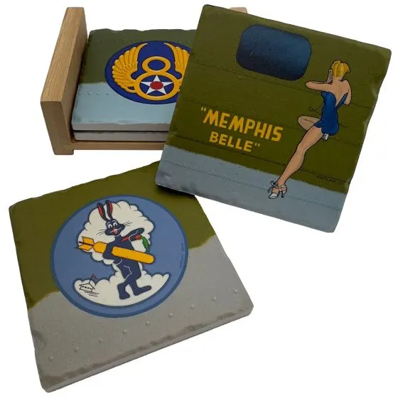 WWII Bomber Group Ceramic Coasters (Set of 4)
