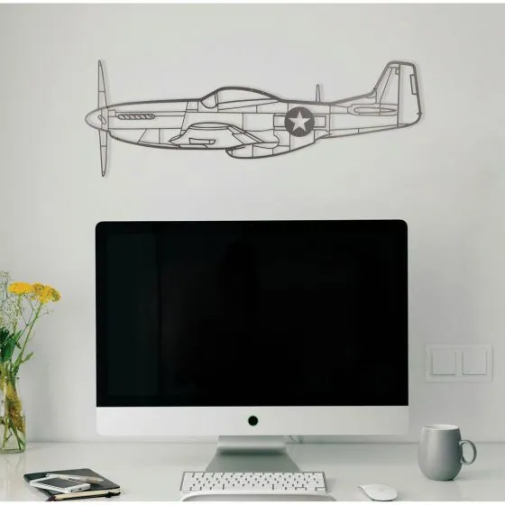 P-51 Mustang Silhouette Wall Art Sign