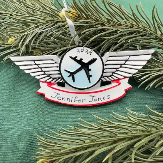 Pilot Wings Personalized Christmas Ornament