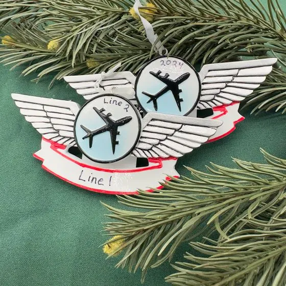 Pilot Wings Personalized Christmas Ornament