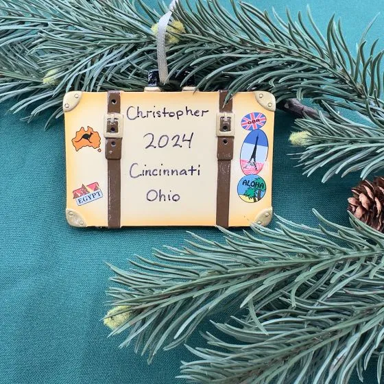 Travel Luggage Personalized Christmas Ornament