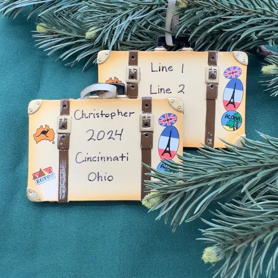 Travel Luggage Personalized Christmas Ornament