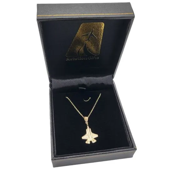 14K Gold Fighter Jet Necklace w/ 18” Chain 3 14K Gold Fighter Jet Necklace w/ 18” Chain