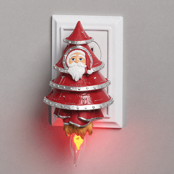 Rocket Santa Night Light with Flicker Bulb 12 Rocket Santa Night Light with Flicker Bulb
