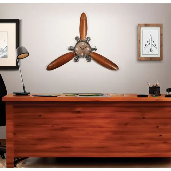 Metal Airplane Propeller Wall Clock