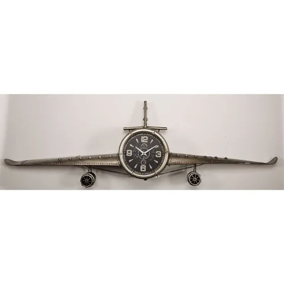 Large Metal Airplane Wall Clock with Storage
