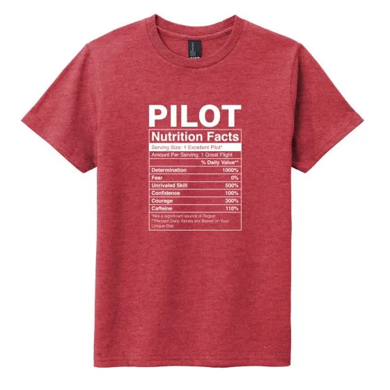 Youth Pilot Nutrition Facts T-Shirt