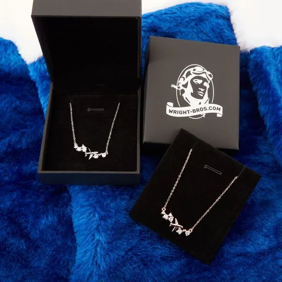 Sterling Silver Starry Night Airplane Necklace