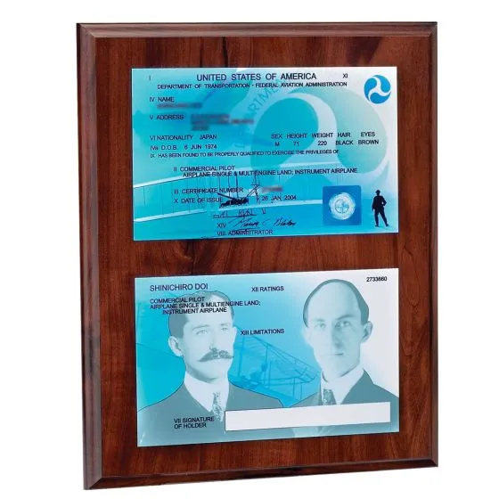 Classic Dual-Sided Pilot License Plaque 3 Classic Dual-Sided Pilot License Plaque