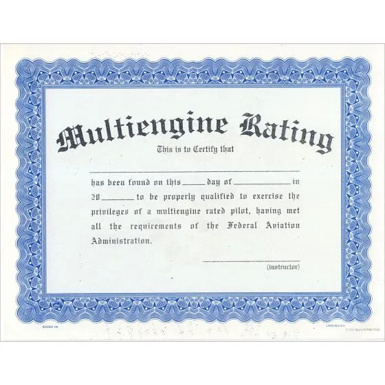 Multi-Engine Rating Certificate 1 Multi-Engine Rating Certificate