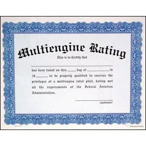Multi-Engine Rating Certificate 2 Multi-Engine Rating Certificate