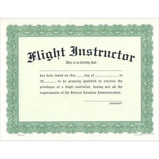 Flight Instructor Certificate 4 Flight Instructor Certificate