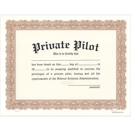 Private Pilot Certificate 1 Private Pilot Certificate