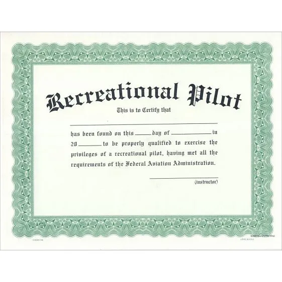 Recreational Pilot Certificate 2 Recreational Pilot Certificate