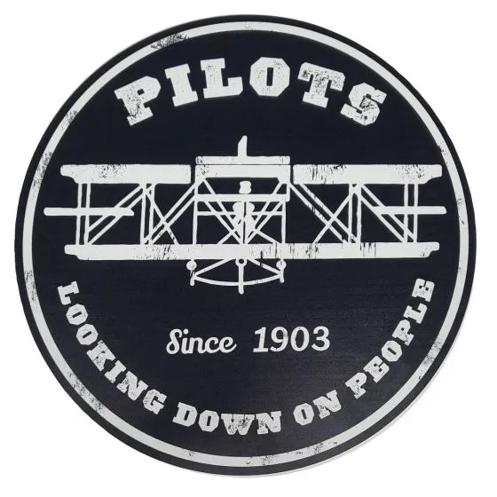Pilots Looking Down On People Metal Sign