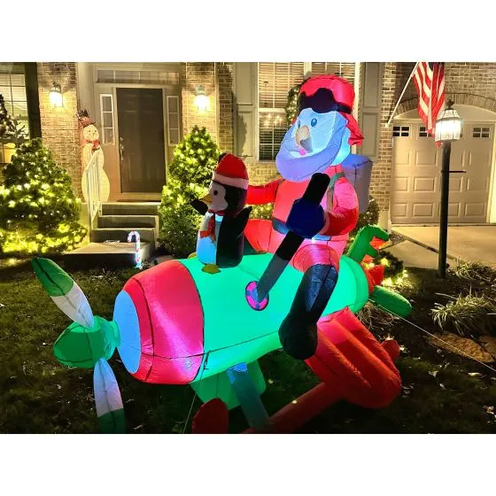 8’ Inflatable Aviator Santa Christmas Display