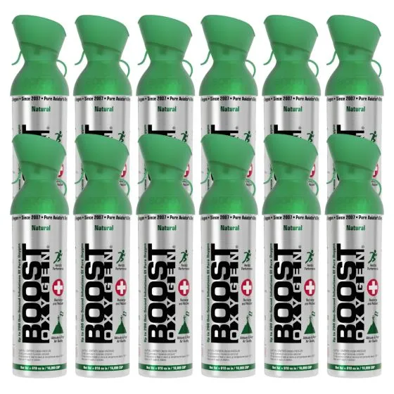 Case of 12 Large Unscented Boost Oxygen Canisters (10 liters)