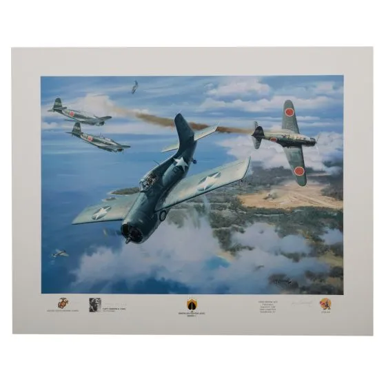 First Marine Ace Print Signed by Marion Eugene Carl