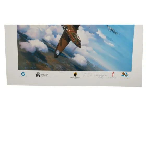 Limited Edition Christmas Over Rangoon Print Signed by 5 Flying Tiger Aces