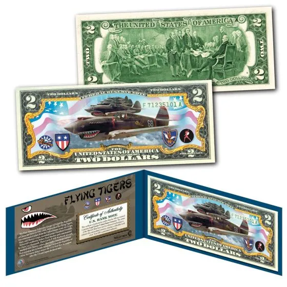 P-40 Flying Tigers Genuine Legal Tender $2 Bill