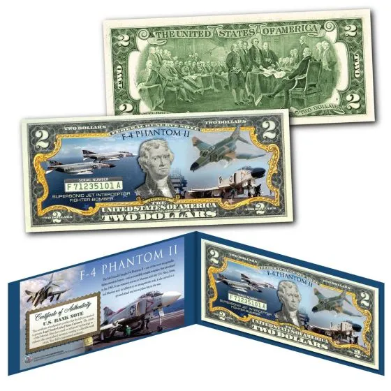 F-4 Phantom II Genuine Legal Tender $2 Bill