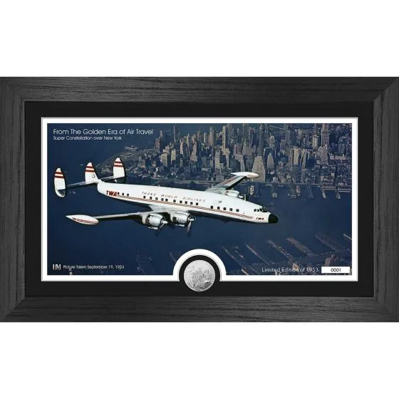 TWA Super Connie “Over New York” Framed Print with Mint Coin