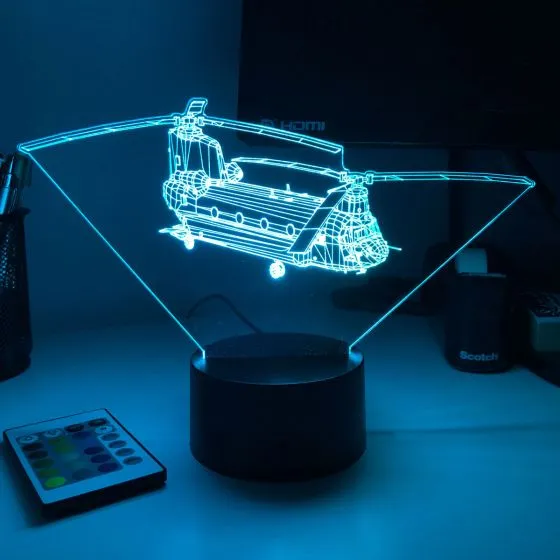 CH-47 Chinook 3D Aircraft Color Changing Lamps 3 CH-47 Chinook 3D Aircraft Color Changing Lamps