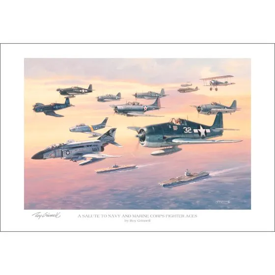 A Salute to Navy And Marine Corps Fighter Aces Print