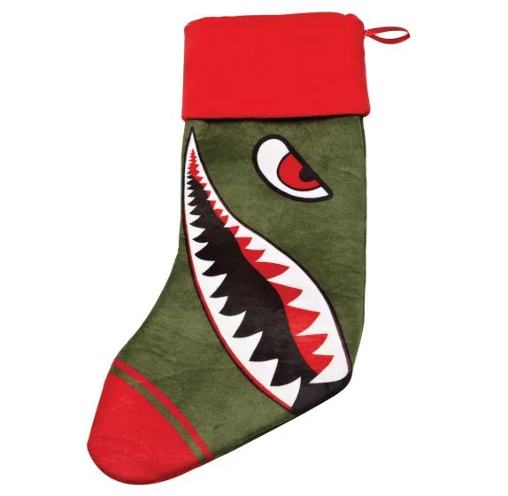 Flying Tigers Plush Velvet Christmas Stocking