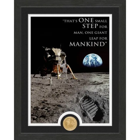 Framed Apollo 11 Moon Landing Print with Bronze Collectors Coin